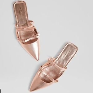 LK Bennett Metallic Rose Gold Pointed Toe Slip-On Flats